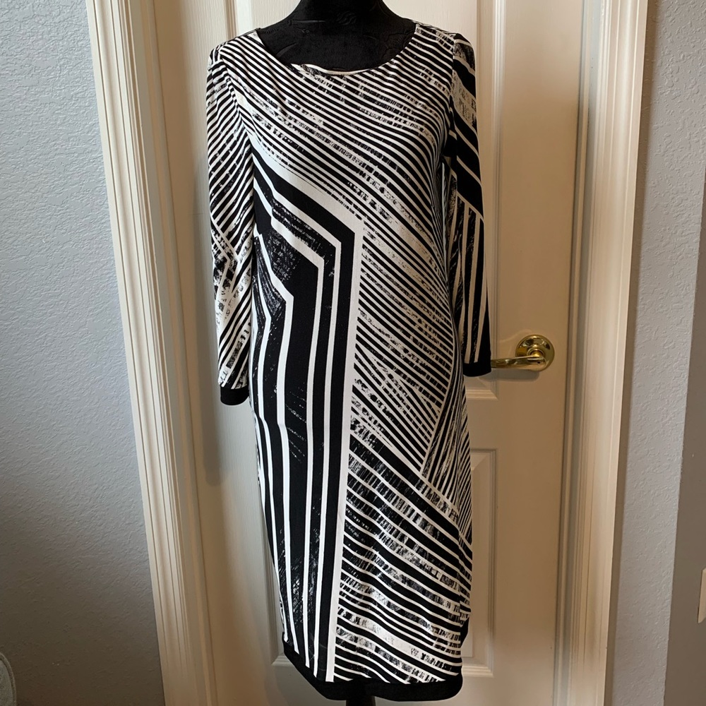 Calvin Klein Black and White Geometric Dress